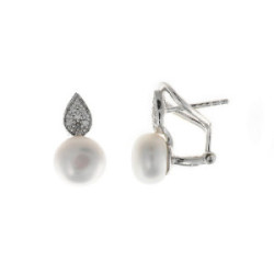 Pendientes Salvatore plata 925 con perlas cultivadas y circonitas