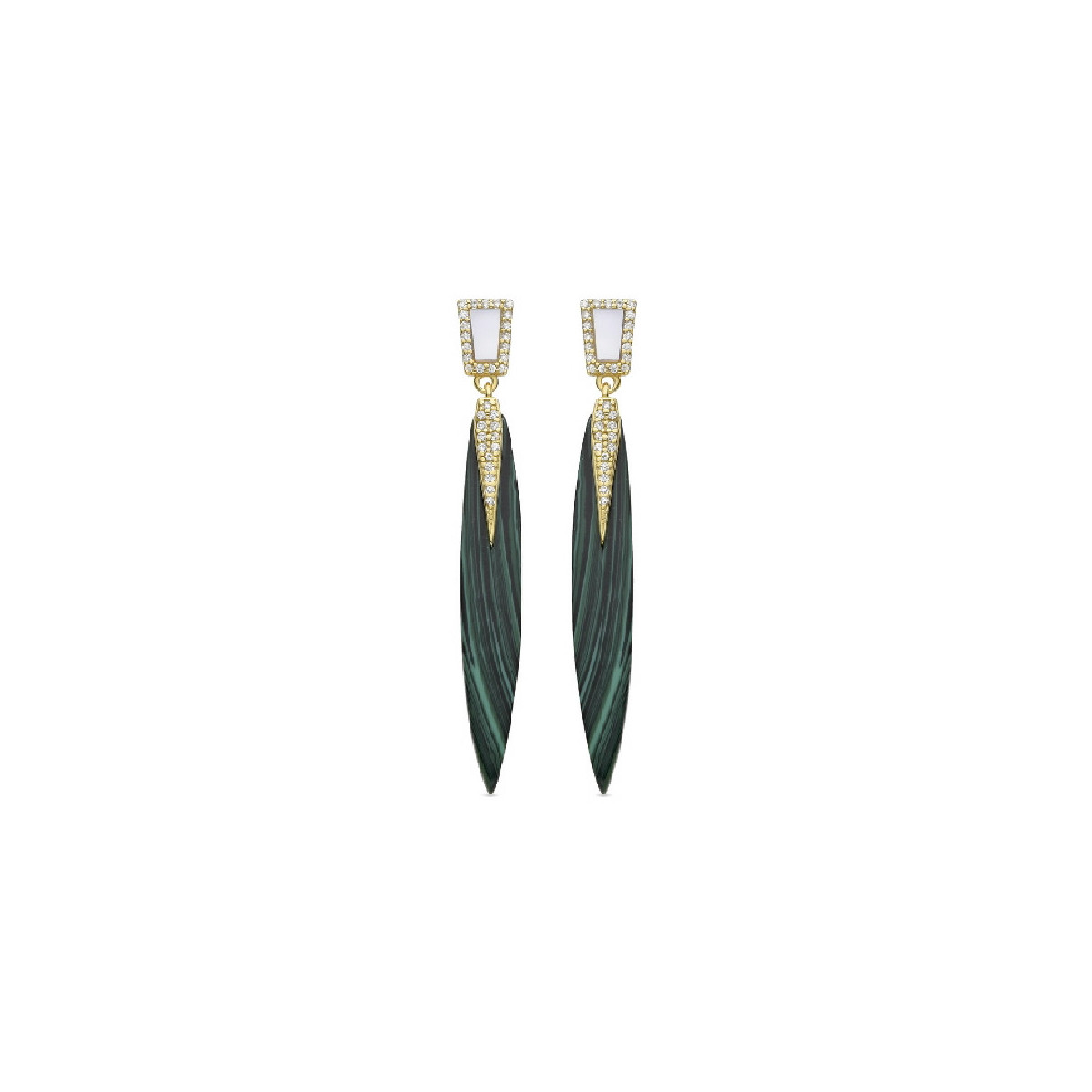 Pendientes Luxenter Haylma plata 925 dorada y malaquita