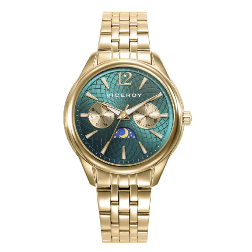 Reloj Viceroy Chic IP dorado multifunción con esfera verde para mujer