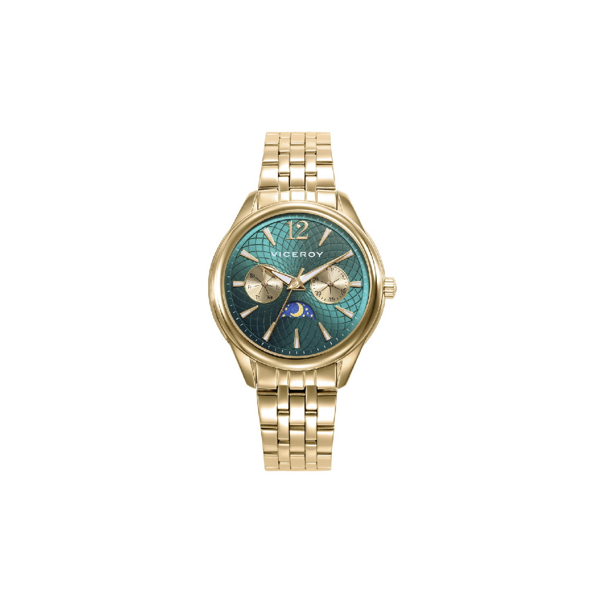 Reloj Viceroy Chic IP dorado multifunción con esfera verde para mujer