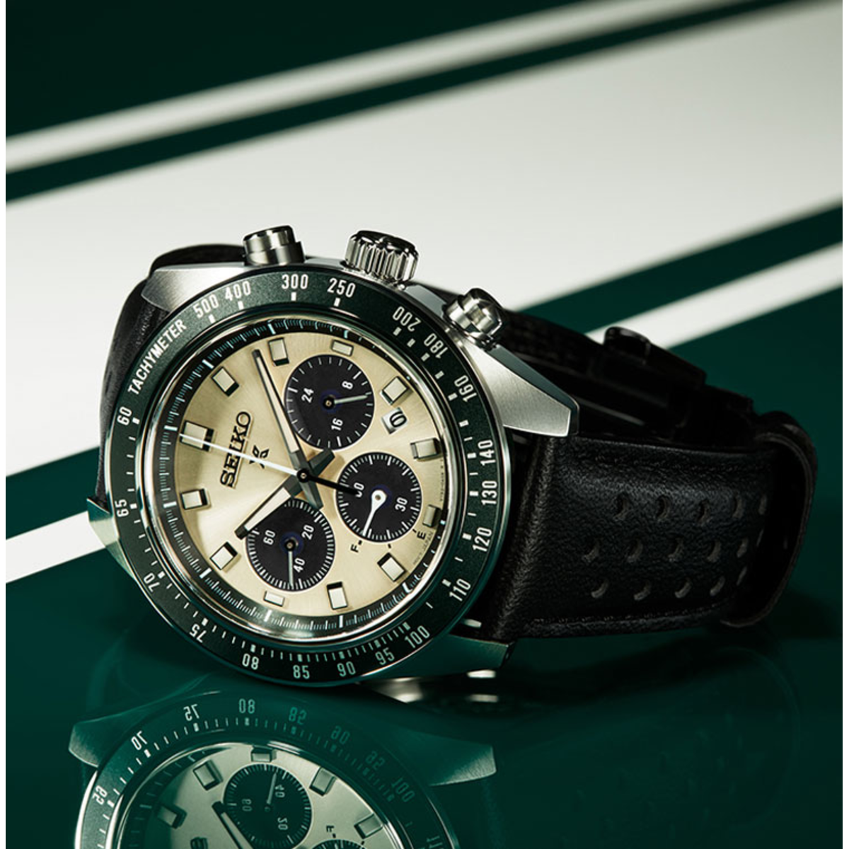 Reloj Seiko Prospex Crono Solar Speedtimer bisel verde