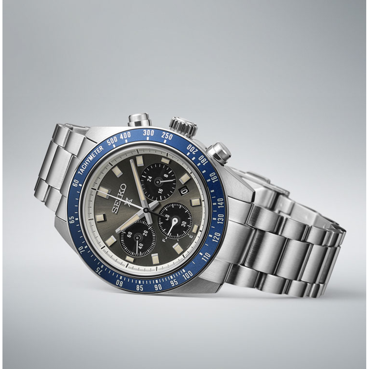 Reloj Seiko Prospex Crono Solar Speedtimer bisel azul