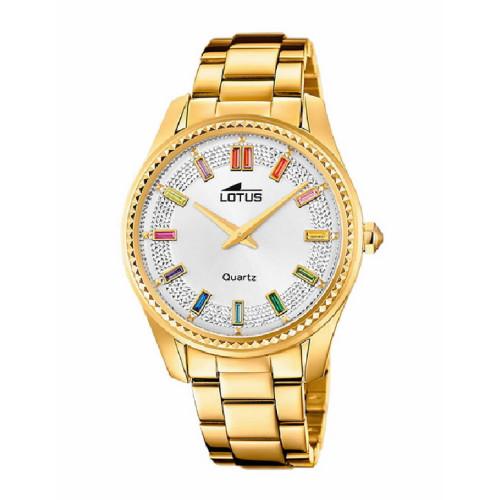 Reloj Lotus para mujer dorado con esfera gris