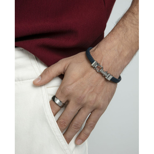 Pulsera Viceroy Fashion de acero y piel azul trenzado