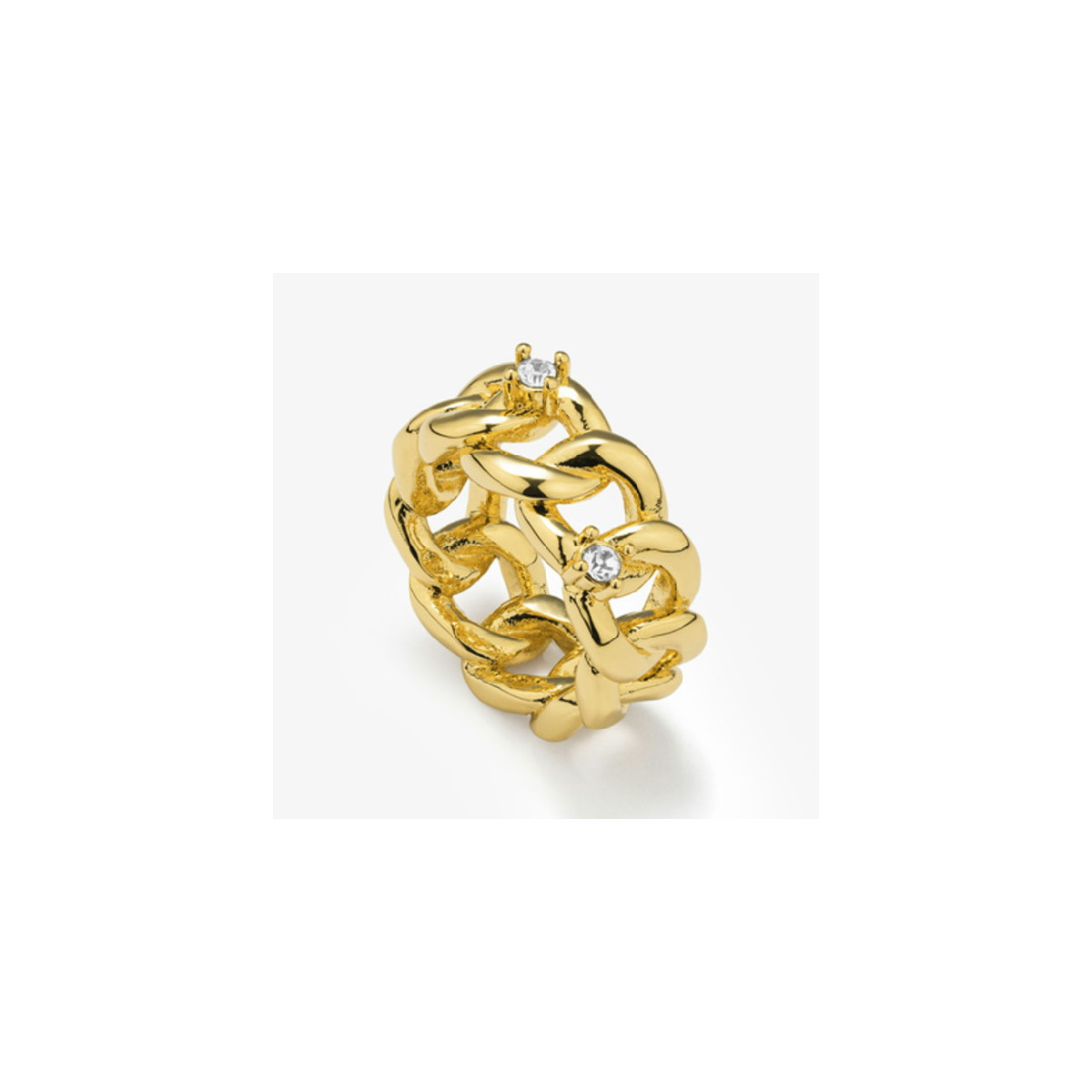 Anillo Radiant Acero IP dorado Gaga Diva talla 14