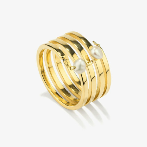 Anillo Radiant acero IP dorado Bridgerton talla 16