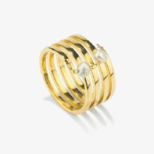 Anillo Radiant acero IP dorado Bridgerton talla 12