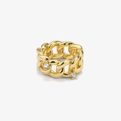 Anillo Radiant Acero IP dorado Gaga Diva talla 14