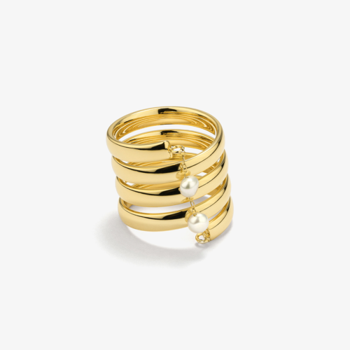 Anillo Radiant acero IP dorado Bridgerton talla 16