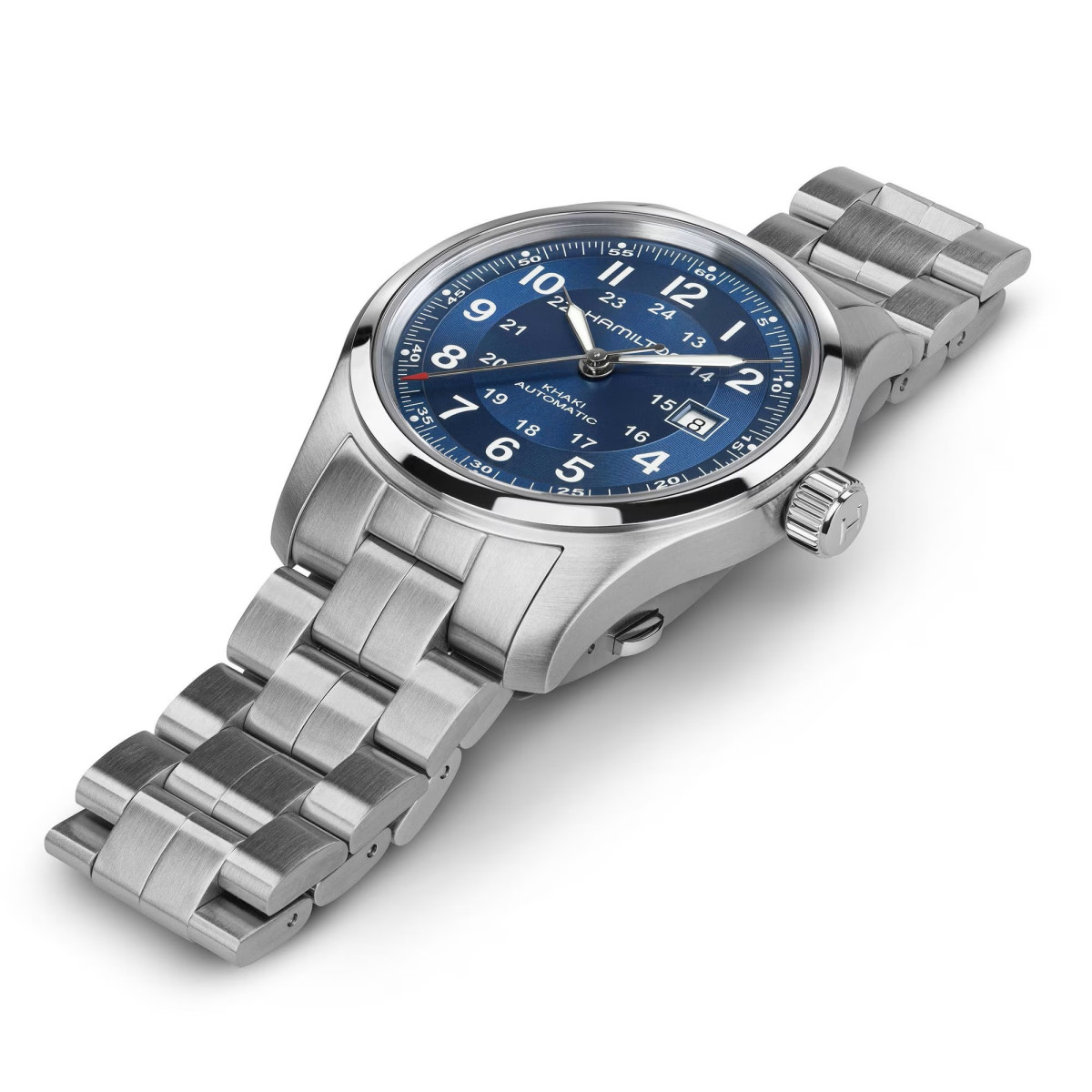 Reloj Hamilton Khaki Auto 42mm brazalete de acero y esfera azul