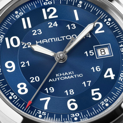 Reloj Hamilton Khaki Auto 42mm brazalete de acero y esfera azul