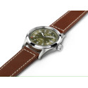 Reloj Hamilton Khaki Auto 38mm correa marrón y esfera verde