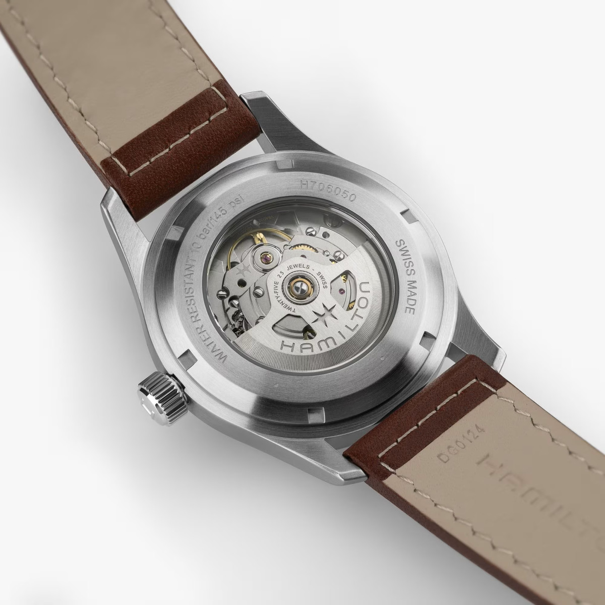 Reloj Hamilton Khaki Auto 42mm correa marrón y esfera azul