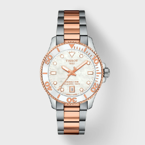 Reloj Tissot Seastar 1000 Quartz 36mm para mujer esfera de nácar