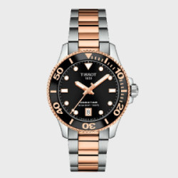 Reloj Tissot Seastar 1000 Quartz 36mm para mujer esfera negra