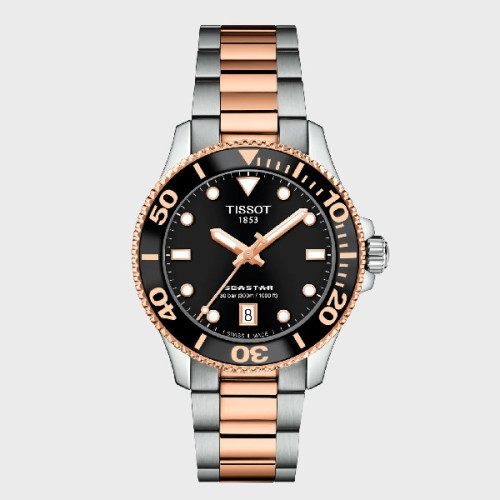 Reloj Tissot Seastar 1000 Quartz 36mm para mujer esfera negra