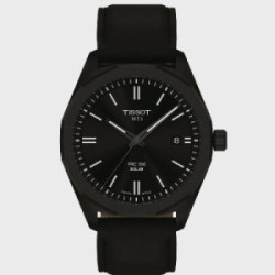 Reloj Tissot PRC 100 Solar Quartz 39mm para hombre y mujer IP negro con correa