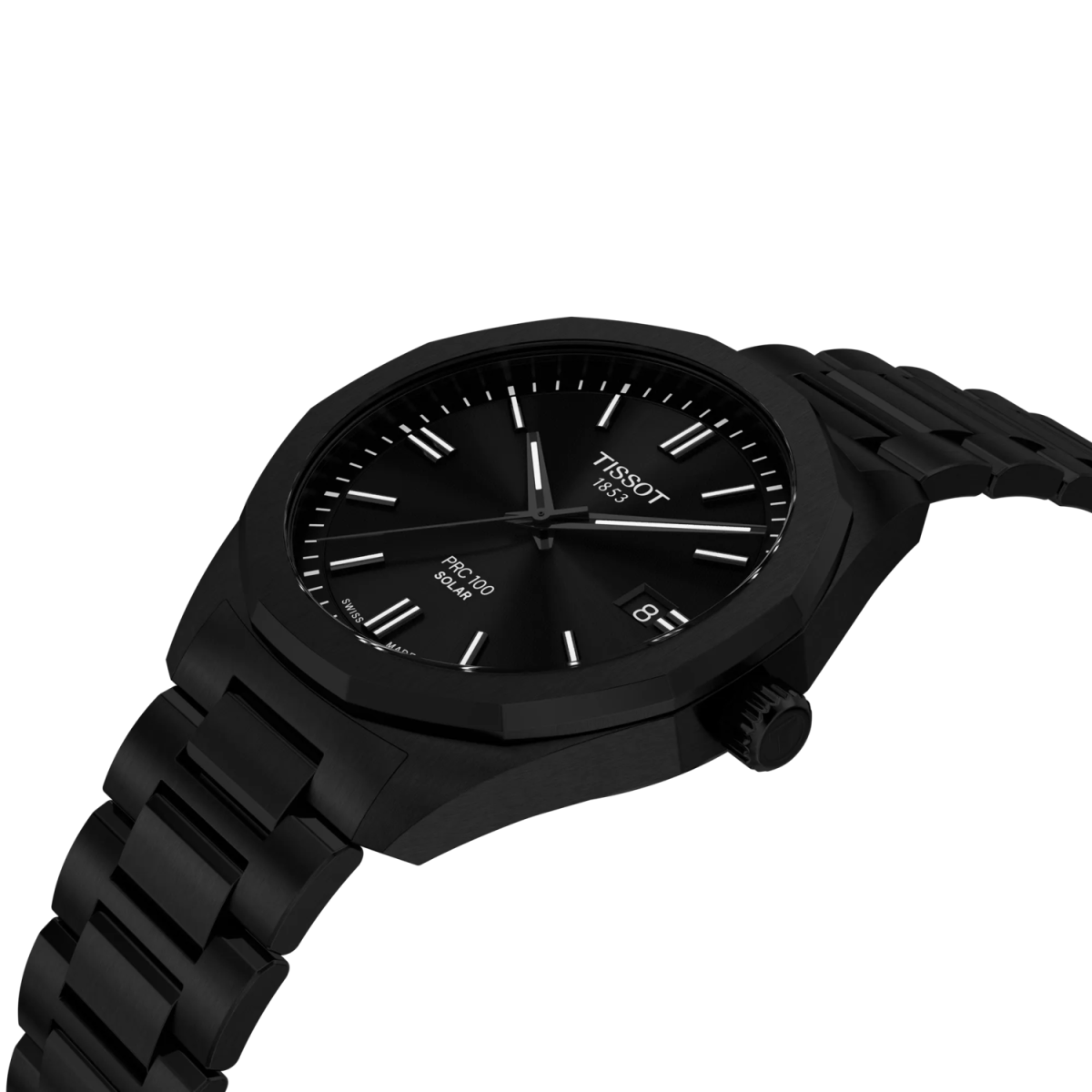 Reloj Tissot PRC 100 Solar Quartz 39mm para hombre y mujer IP negro