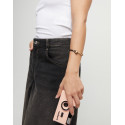 Pulsera Unode50  ¨Ser intrépida¨ unisex dorada y cuero marrón chocolate talla M
