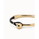 Pulsera Unode50  ¨Ser intrépida¨ unisex dorada y cuero marrón chocolate talla M