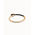 Pulsera Unode50  ¨Ser intrépida¨ unisex dorada y cuero marrón chocolate talla M