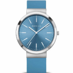 Reloj Bering Classic 41mm correa silicona azul cielo