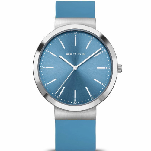 Reloj Bering Classic 41mm correa silicona azul cielo