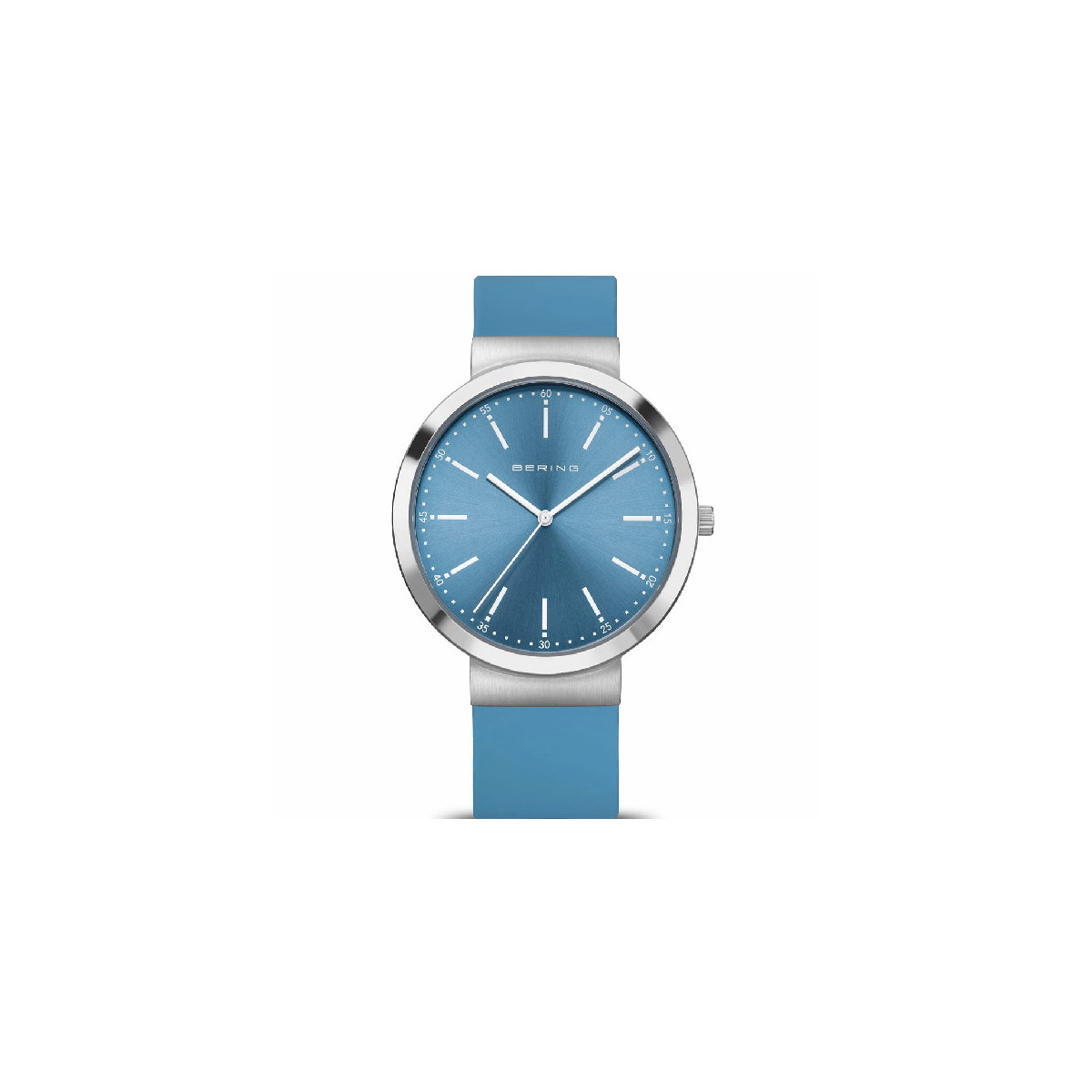 Reloj Bering Classic 41mm correa silicona azul cielo