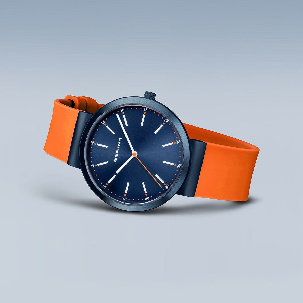 Reloj Bering Classic 41mm correa silicona azul y naranja