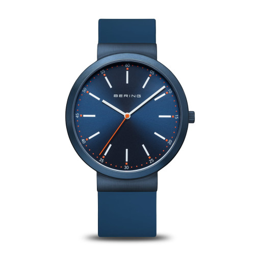 Reloj Bering Classic 41mm correa silicona azul y naranja