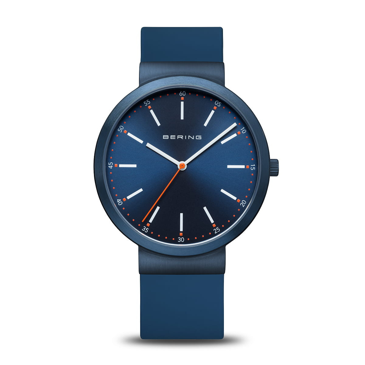 Reloj Bering Classic 41mm correa silicona azul y naranja
