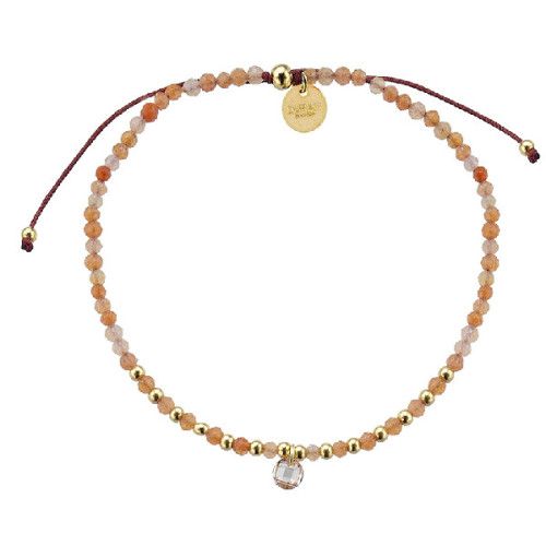 Pulsera Durán Exquse Pantone plata dorada con rodocrosita.