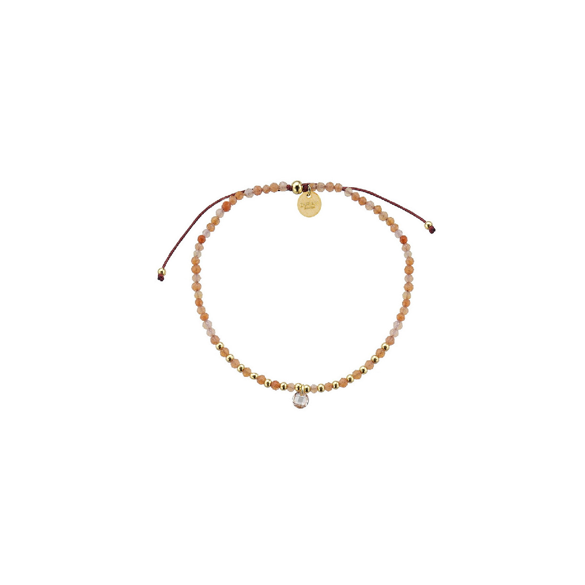 Pulsera Durán Exquse Pantone plata dorada con rodocrosita.