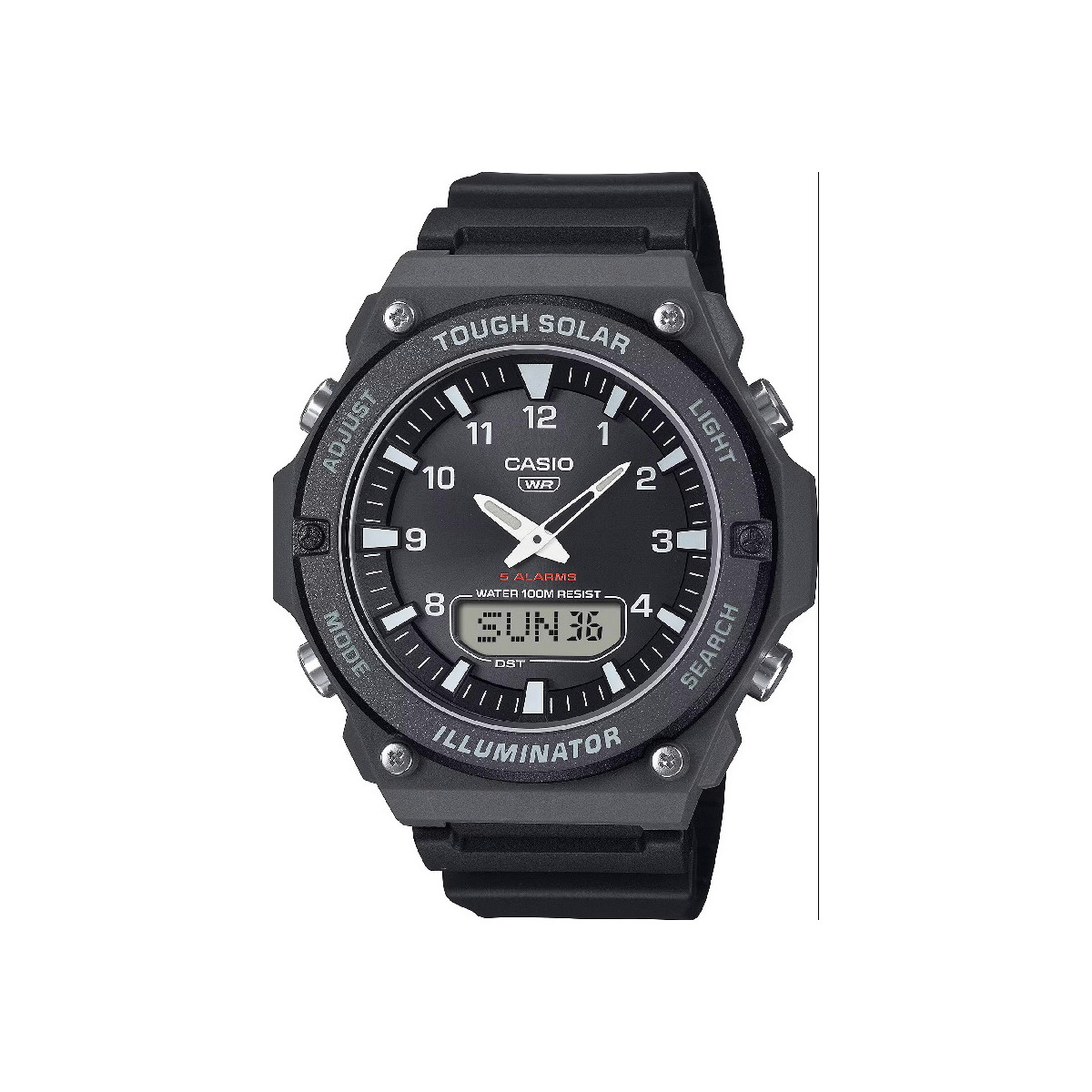 Reloj Casio Collection Anadigi 46mm caucho negro