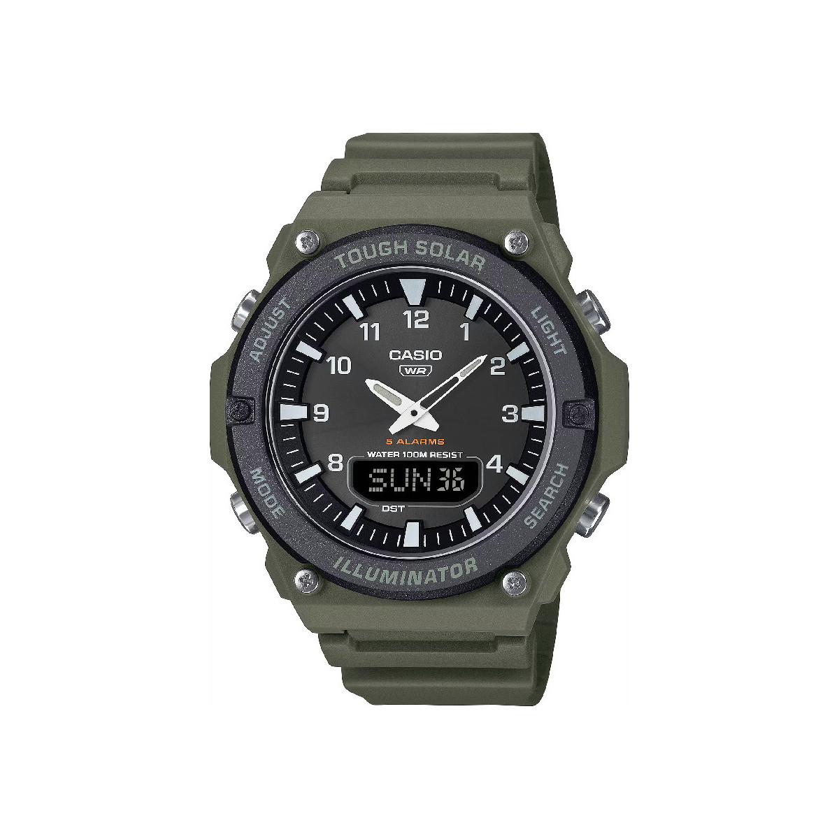 Reloj Casio Collection Anadigi 46mm caucho verde