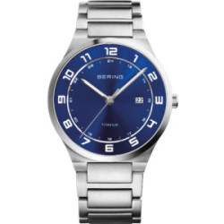 Reloj Bering Classic 39mm para hombre titanio esfera azul