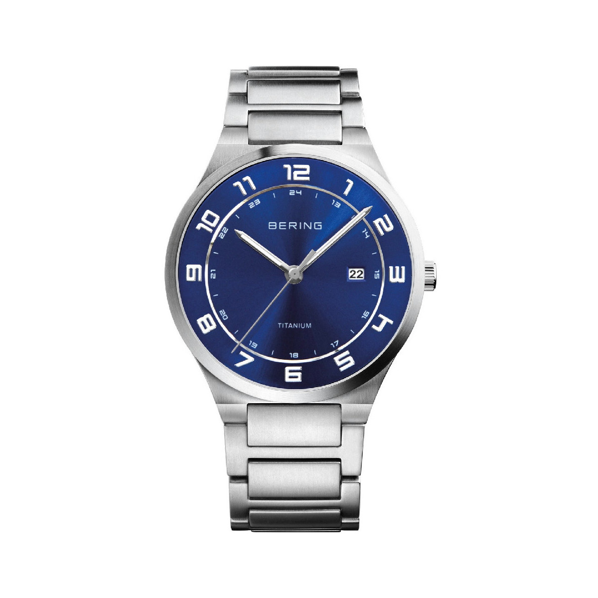 Reloj Bering Classic 39mm para hombre titanio esfera azul