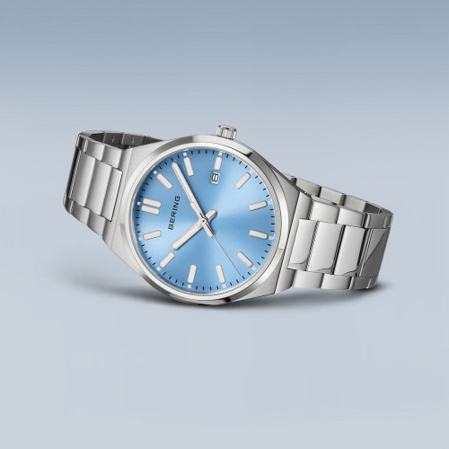 Reloj Bering Classic 39mm para hombre esfera azul cielo