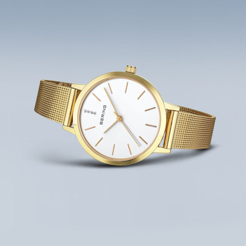 Reloj Bering Classic 34mm IP dorado con collar