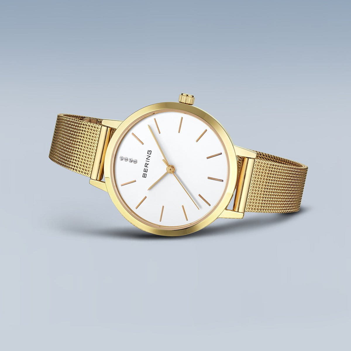 Reloj Bering Classic 34mm IP dorado con collar