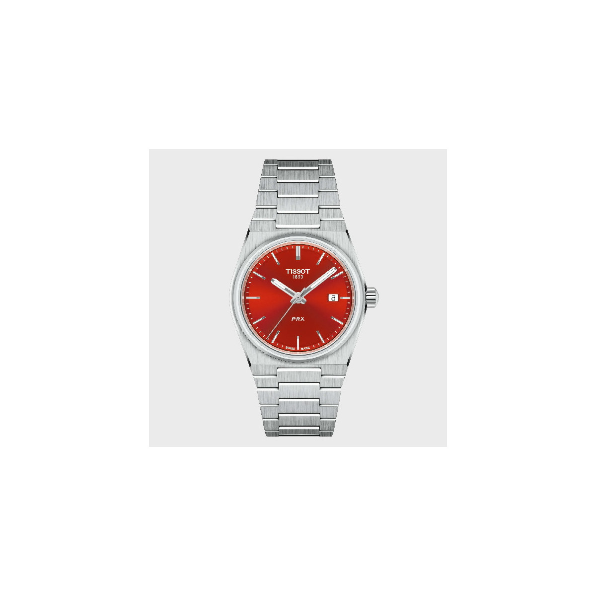 Reloj Tissot PRX esfera roja para mujer