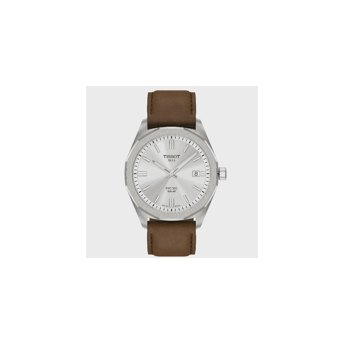 Reloj Tissot PRC 100 Solar Quartz 39mm para hombre y mujer con correa marrón