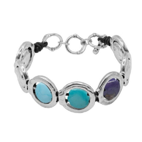 Pulsera Ciclón Dafne cristales de murano azules y lila