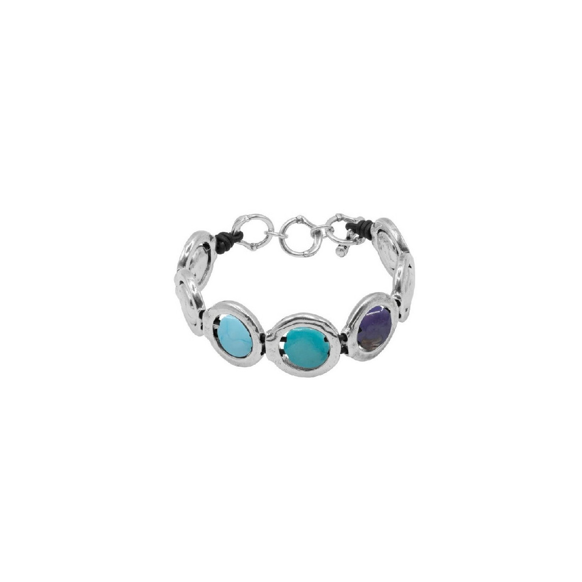 Pulsera Ciclón Dafne cristales de murano azules y lila