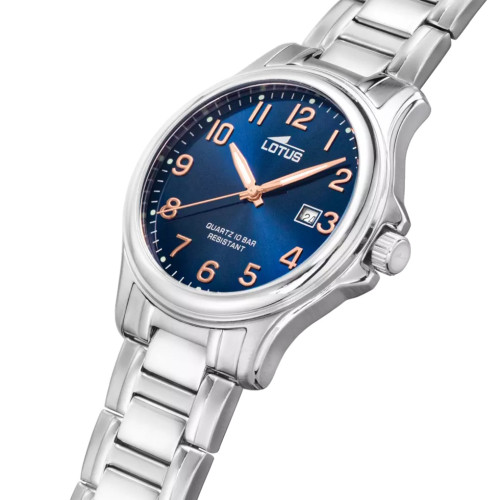Reloj Lotus Classic Steel para hombre esfera azul 40mm