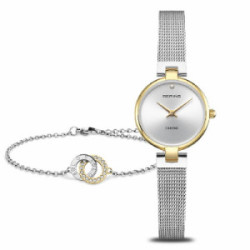 Set reloj Bering Classic bicolor 24mm para mujer y pulsera