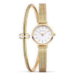 Set reloj Bering Classic 22mm y pulsera IP dorado para mujer