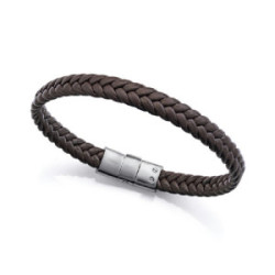 Pulsera Viceroy Fashion unisex acero y cuero marrón trenzado