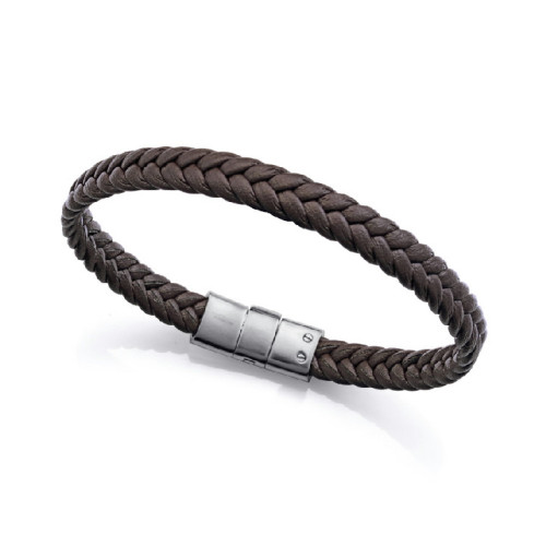 Pulsera Viceroy Fashion unisex acero y cuero marrón trenzado