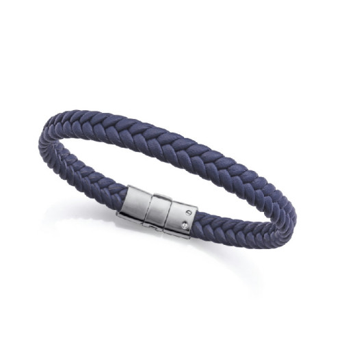 Pulsera Viceroy Fashion unisex acero y cuero azul trenzado